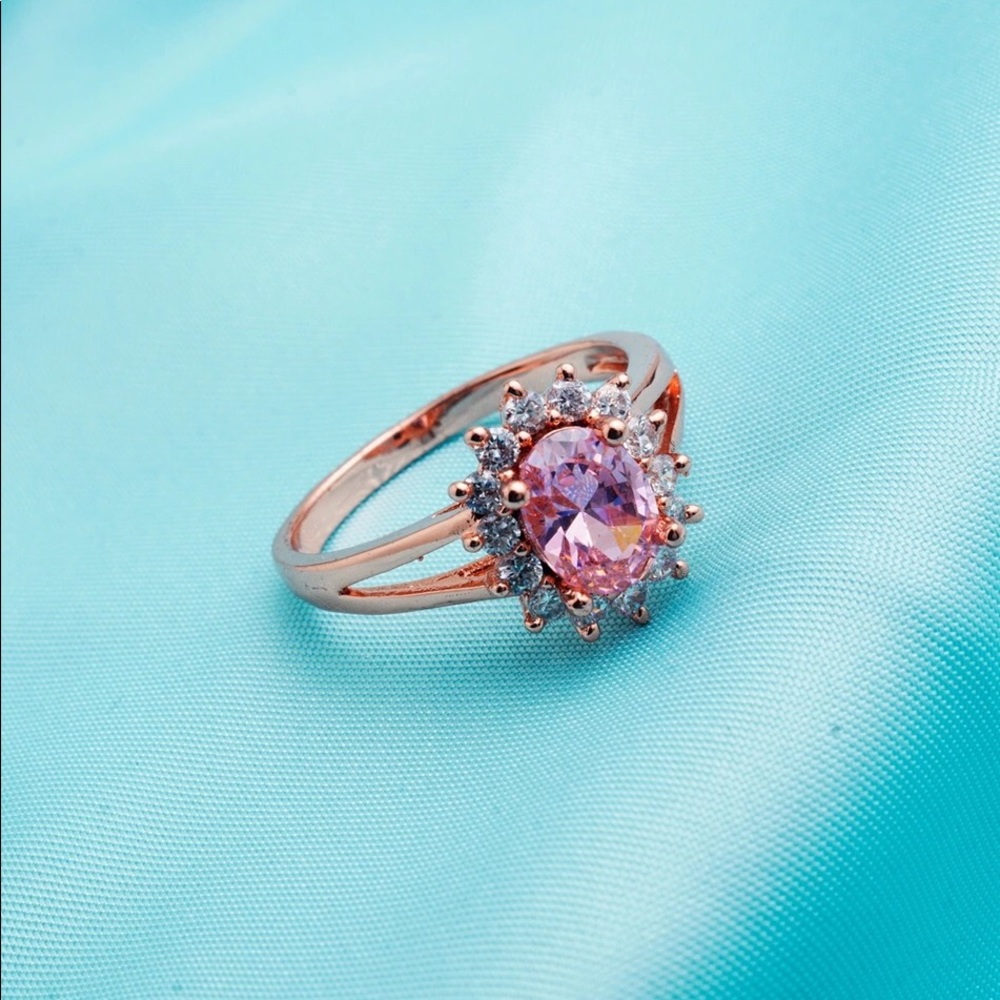 18 Carat Rose Gold Plated Pink Ring